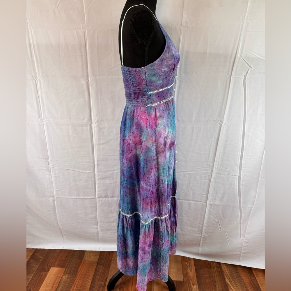 Hand Dyed Tie-Dye Eyelet Maxi Dress - Picture 3 of 12